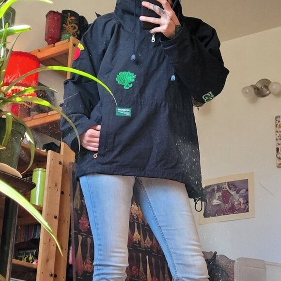 Black Hooded Jacket with Patches - Picture 7 of 9